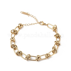 Chapado en iones (ip) 304 pulseras de cadena de eslabones ovalados y nudos de acero inoxidable para hombres y mujeres, dorado, 6-1/2 pulgada (16.5 cm)