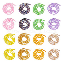 16 hebra de 16 colores de perlas de vidrio electrochapado transparente hebras, color de ab chapado, bicono facetados, color mezclado, 4~4.5x4mm, agujero: 0.7~1 mm, 88~96 pcs / Hilo, 13.5~14.37 pulgada, 1 hebra / estilo