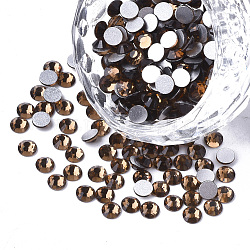 Glass Rhinestone Flat Back Cabochons, Back Plated, Faceted, Half Round, Smoked Topaz, SS6, 1.9~2x1mm, about 1440pcs/bag