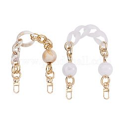 Givenny-eu 2pcs 2 style perles ovales et rondes poignée de sac acrylique, avec accessoire en alliage, pour les accessoires de remplacement de sac, couleur mixte, 2 pièces / kit