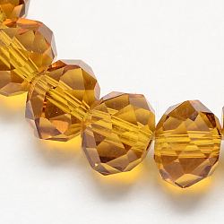 Handmade Glass Beads, Faceted Rondelle, Goldenrod, 8x6mm, Hole: 1mm, about 68~70pcs/strand