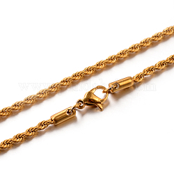 304 Stainless Steel Rope Chain Necklaces, Golden, 19.7 inch(50cm), 2.2mm
