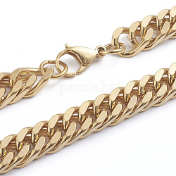 304 collane da uomo in acciaio inossidabile con catena a maglia cubana a taglio diamante, con chiusure moschettone, oro, 24 pollice (61 cm)