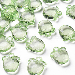 Transparenten Acryl-Anhänger, facettiert, Apfel, lime green, 20x17x5~6 mm, Bohrung: 3 mm, ca. 480 Stk. / 500 g