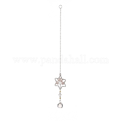 Große hängende Dekorationen aus Acrylperlen in Tropfenform, hängende Sonnenfänger, mit Perlen aus Rosenquarzsplittern, Baum des Lebens, Stern, 373 mm