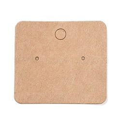 空白のクラフト紙のイヤリング ディスプレイ カード  長方形  バリーウッド  4.5x5x0.05cm  穴：1.5mm