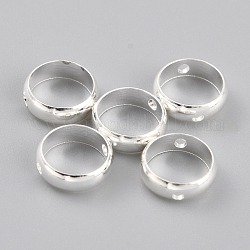 Brass Beads Frames, Long-Lasting Plated, Round Ring, 925 Sterling Silver Plated, 8x2.5mm, Hole: 1mm