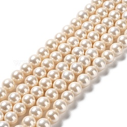 Cuentas perlas de concha de perla, arco iris chapado, Grado A, redondo, peachpuff, 6mm, agujero: 1 mm, aproximamente 62 pcs / cadena, 16 pulgada