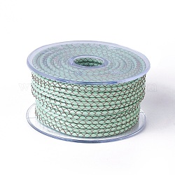 Cordón trenzado de cuero, cable de la joya de cuero, material de toma de diy joyas, aguamarina, 6mm, alrededor de 16.4 yarda (15 m) / rollo