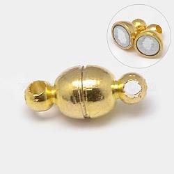 Chiusure magnetiche rotonde in ottone con passanti, magnete forte grado n35, ovale, oro, 11x5mm, Foro: 1 mm