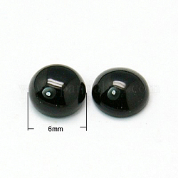 Cabochons en agate noire naturelle, demi-rond, noir, 6x3~3.5mm