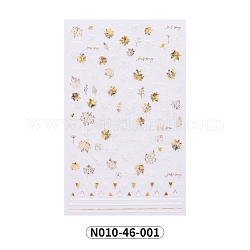 Nagelkunst Aufkleber, selbstklebend, für Nagelspitzen Dekorationen, Ahornblattmuster, Weiß und Gold, 122x76 mm