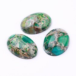 Synthetic Regalite/Imperial Jasper/Sea Sediment Jasper Cabochons, Dyed, Oval, Lime Green, 24.5~25x18x7~8mm