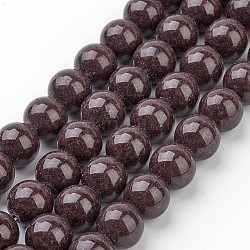Chapelets de perles rondes en jade de Mashan naturelle, teinte, brun coco, 10mm, Trou: 1mm, Environ 41 pcs/chapelet, 15.7 pouce
