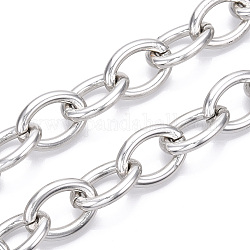 Chaînes de câbles en aluminium, chaînes à maillons ovales, non soudée, platine, 27.5x19.5x4.5mm
