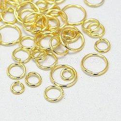 Messing Open Ringe springen, Mischgröße, golden, 18 Gauge, 4~10x1 mm, Innendurchmesser: 2~8 mm