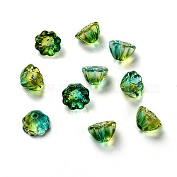 Perle di vetro trasparente, baccello di loto, verde, 10.5x6.5mm, Foro: 1.4 mm