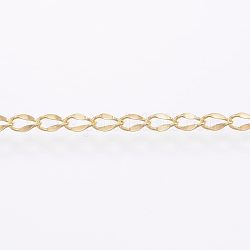 3.28 Feet Handmade Ion Plating(IP) 304 Stainless Steel Twisted Chain Curb Chains, Soldered, Oval, Golden, 5x2.5x1mm