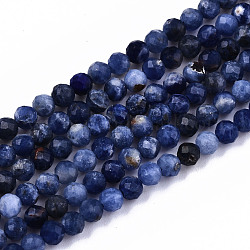 Chapelets de perles en sodalite naturelle, facette, ronde, 3mm, Trou: 0.6mm, Environ 134~135 pcs/chapelet, 15.35 pouce (39 cm)