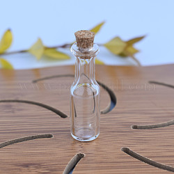 Adorno de botellas de vidrio, vaso vacío deseando botellas, decoraciones de casas de muñecas, forma de botella de cerveza con corcho, Claro, 45~48x12mm
