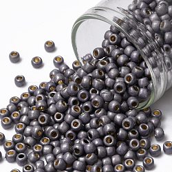 Cuentas de semillas redondas toho, Abalorios de la semilla japonés, (pf568f) permafinish amatista claro metalizado mate, 8/0, 3mm, agujero: 1 mm, aproximamente 220 unidades / 10 g