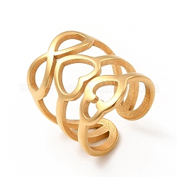 Placcatura ionica (ip) 304 anelli cavi in acciaio inossidabile, anelli a fascia larga cuore e infinito da donna, vero placcato oro 18k, misura degli stati uniti 7 (17.3mm), 4.5~28mm