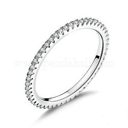 925 Sterling Silber Fingerringe, mit Zirkonia, geschnitzt 925, Echt platiniert, Transparent, Größe 6, 16 mm