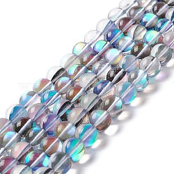 Chapelets de perles en pierre de lune synthétique, ronde, colorées, 10mm, Trou: 1mm, Environ 37~39 pcs/chapelet, 14.76''~14.96'' (37.5~38 cm)