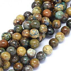 Natural Chrysocolla Beads Strands, Round, 12mm, Hole: 0.8~1mm, about 33pcs/strand, 15.3~15.7 inch(39~40cm)