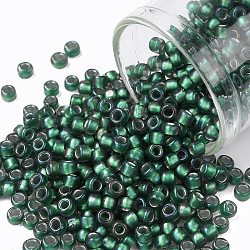 Toho runde Saatperlen, japanische Saatperlen, (270f) matt blaugrüner Kristall, 8/0, 3 mm, Bohrung: 1 mm, ca. 220 Stk. / 10 g