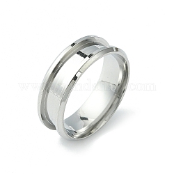 201 ajuste de anillo de dedo ranurado de acero inoxidable, núcleo de anillo en blanco, para hacer joyas con anillos, color acero inoxidable, tamaño de 10, 8mm, diámetro interior: 20 mm