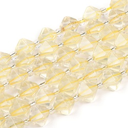 Natural Lemon Quartz Beads Strands, Faceted, with Seed Beads, Bicone, 10x10.5x10.5mm, Hole: 0.8mm, about 31pcs/strand, 15.75''(40cm)