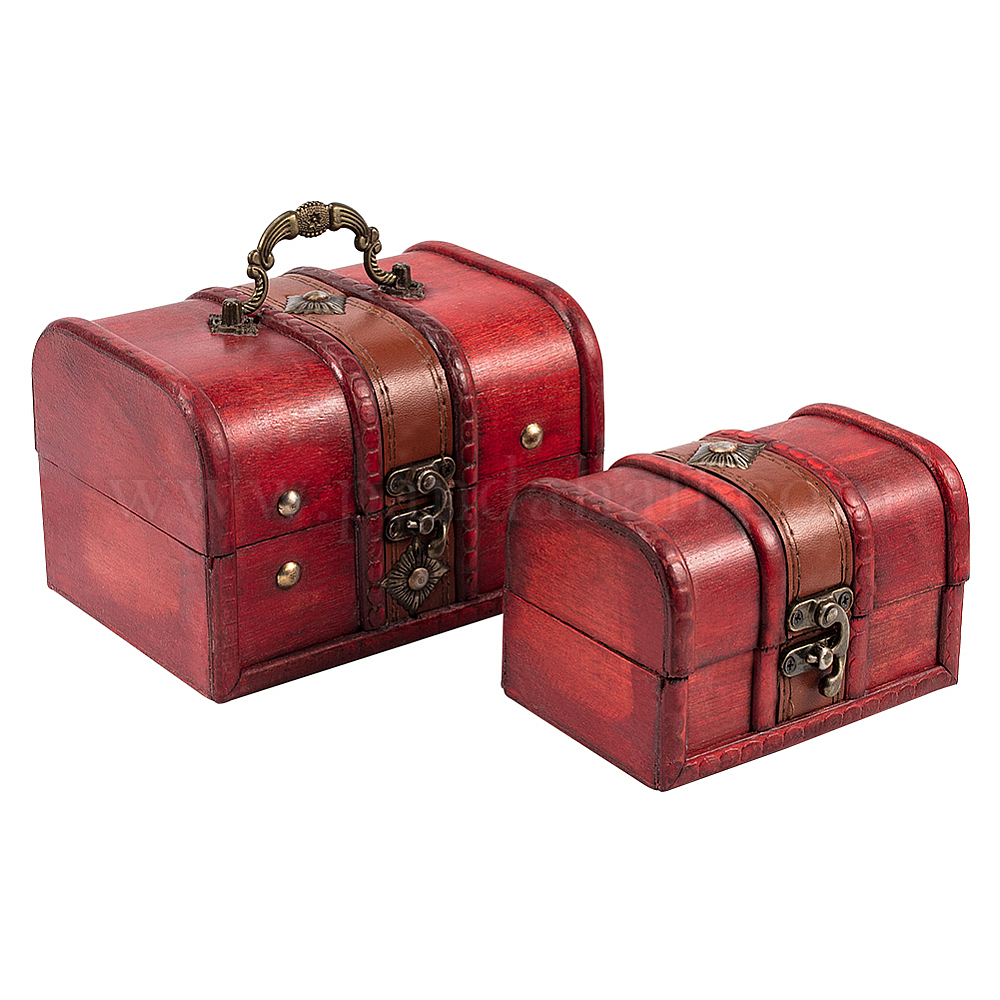 Shop OLYCRAFT 2pcs Wooden Treasure Chest Box Antique Wooden Jewelry 