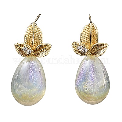 Boucles d'oreilles en laiton et verre&nbsp;EJEW-Q811-01KCG-1