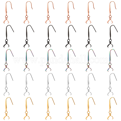 Wholesale SUPERFINDINGS 30Pcs 5 Colors Earring Hooks Steel Pinch