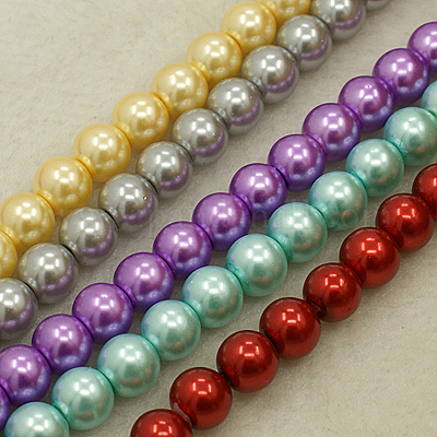 Glass Pearl Faux Round Beads 6mm 32 Inch Strand-Pick Color. 