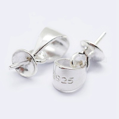 925 стерлингов серебряный кубок жемчуг залог контактных подвесок&nbsp;LS-STER-F036-07S-4mm-1