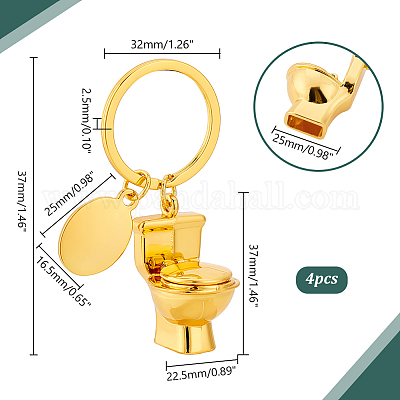 Portachiavi Metallico Mini Toilette WC Dorato - Ciondolo Umoristico Per Chiavi, Borsa, Regalo Divertente