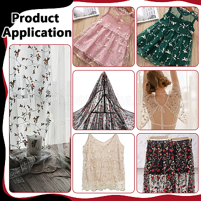 Polyester-Spitzenstoff mit Blumenmuster&nbsp;DIY-WH0888-492D-1