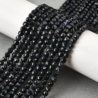 Бусины из натурального черного сапфира&nbsp;G-G259-C02-4x4mm-1