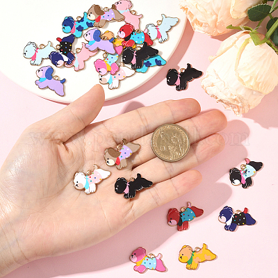 24шт 12 цвета подвески из цинкового сплава с эмалью&nbsp;ENAM-SC0007-28-1