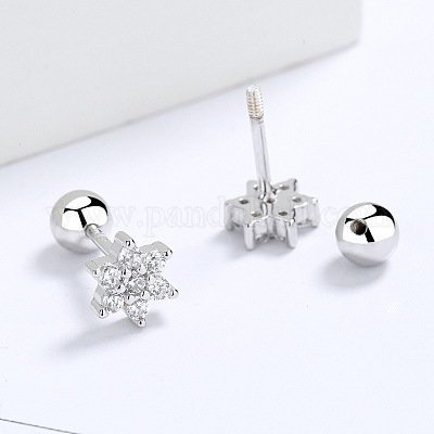 Orecchini A Perno Fiocco Di Neve Con Zirconi – Colore Argento – A Clip Per Orecchie Non Forate – Regalo In Scatola Elegante