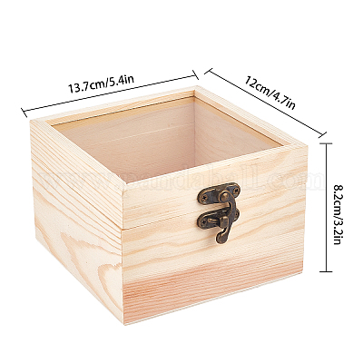 Fule Unfinished Wooden Wooden Gift Boxes with Hinged Lid,Rectangle