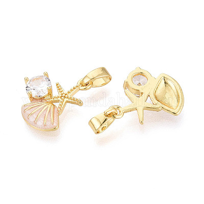 Латунные микропаве прозрачные кубические циркониевые подвески&nbsp;KK-N259-09A-G-1