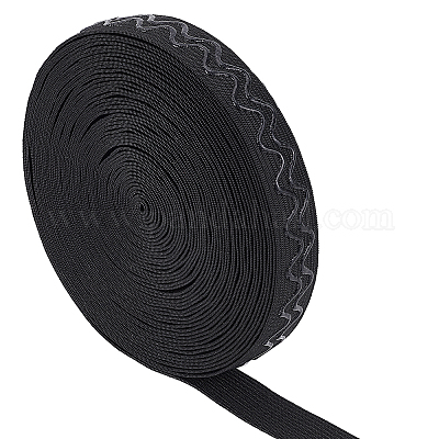 1 Inch Black and Grey Stripe Patterned Silicone Gripper Elastic