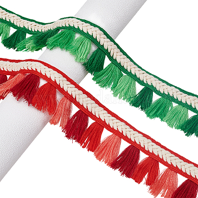 4 m 2 Farben Fransen-Spitzenbesatz aus Polyester im Ethno-Stil&nbsp;SRIB-ME0001-01-1
