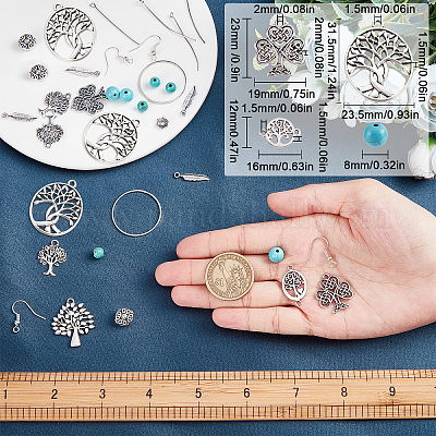 MATERIA Orecchini Pendenti Albero Della Vita In Argento 925 – Gioielli Rotondi Con Scatola Regalo (Modello SO-250)