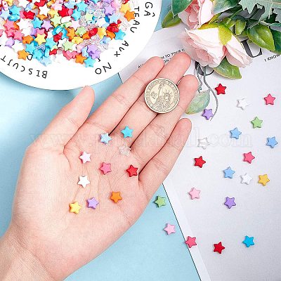 OIIKI 200 PCS Acrylic Star Beads, Star Shape Charming Beads, Clear Acrylic  10mm AB Star Beads for DIY Jewelry Craft Making Necklace Bracelet Supplies