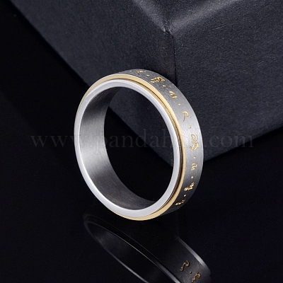 Кольцо для вращения пальца из нержавеющей стали 201 «Ом Мани Падме Хум»&nbsp;LS-PW-WG12553-02-1