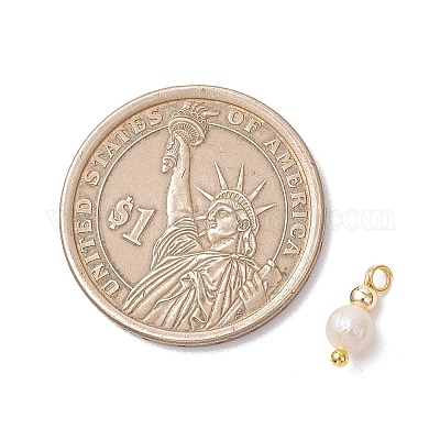 Натуральный пресноводный жемчужный картофель с латунными бусинами-подвесками&nbsp;PALLOY-JF04946-01-1